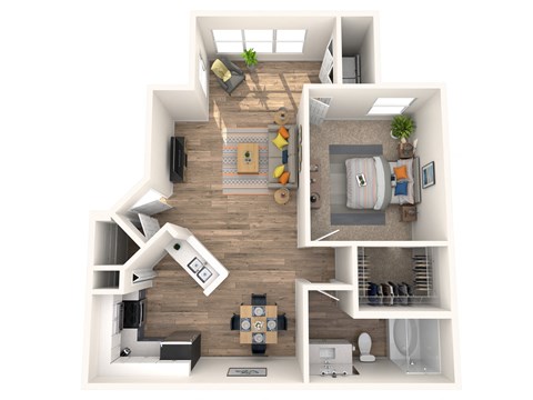 a floor plan of a 1 bedroom apartment at the crossings at white marsh apartments in white marsh